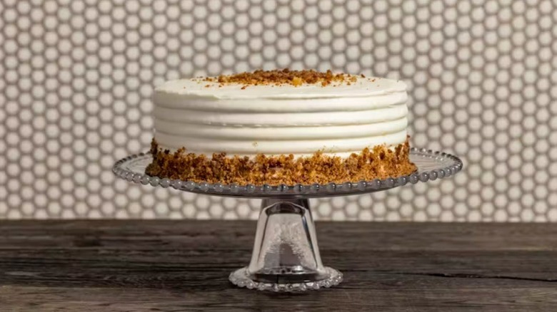 Hummingbird cake on stand