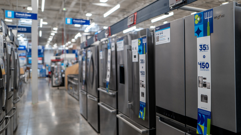 selection of refrigerators in store