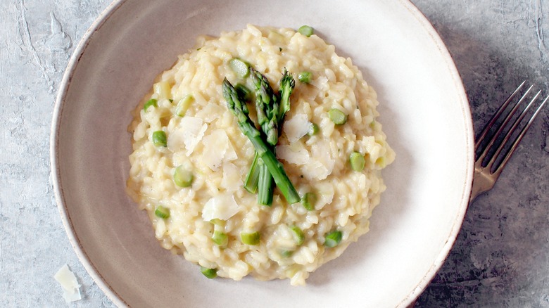 Risotto with asparagus topping