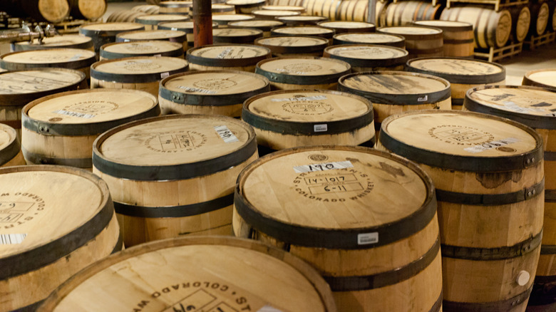 barrel room at Stranahan's, a distiller that is producing a popular American single malt