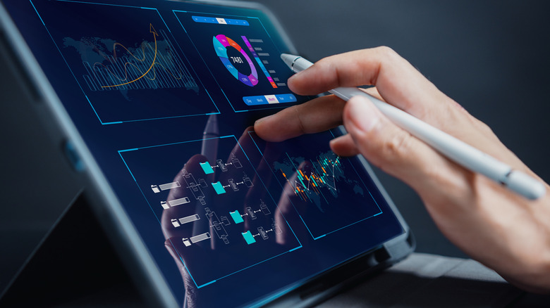 a tablet showing consumer data points