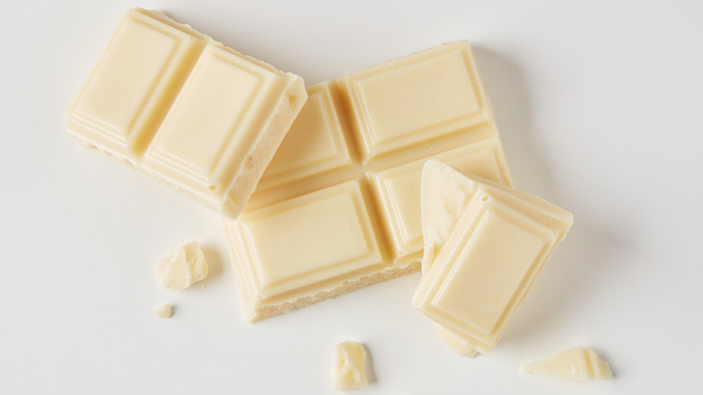 Pieces of a white chocolate bar