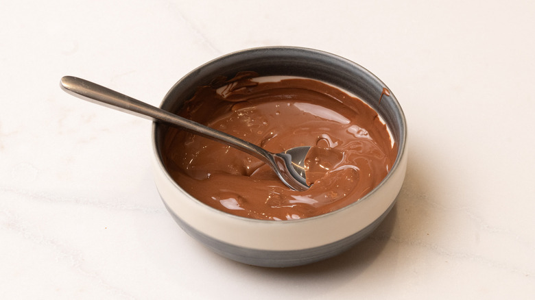 bowl of melted milk chocolate