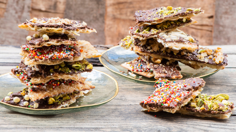matzo toffee stacked