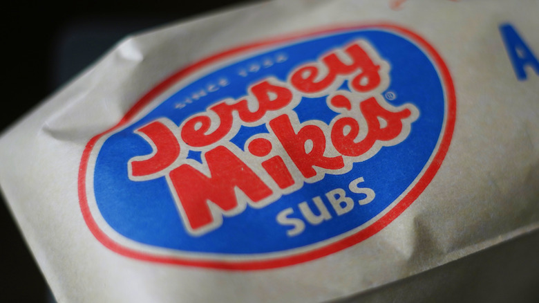 Paper bag with Jersey Mike's logo