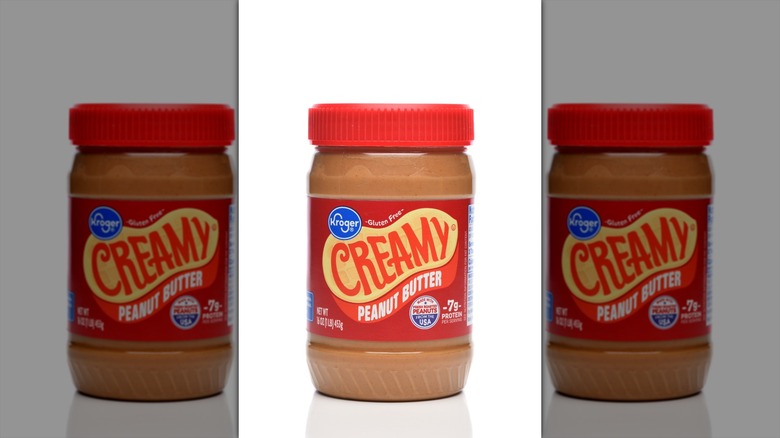 Kroger's red jar of creamy peanut butter