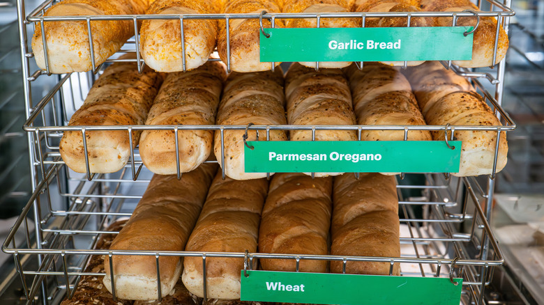 Selection of different breads at Subway