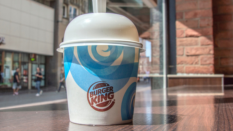 Burger King ice cream cup with spoon sticking out