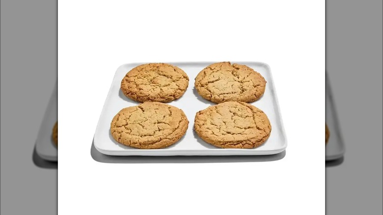 Four Whole Foods Honey Graham Brown Butter Cookies on white square dish
