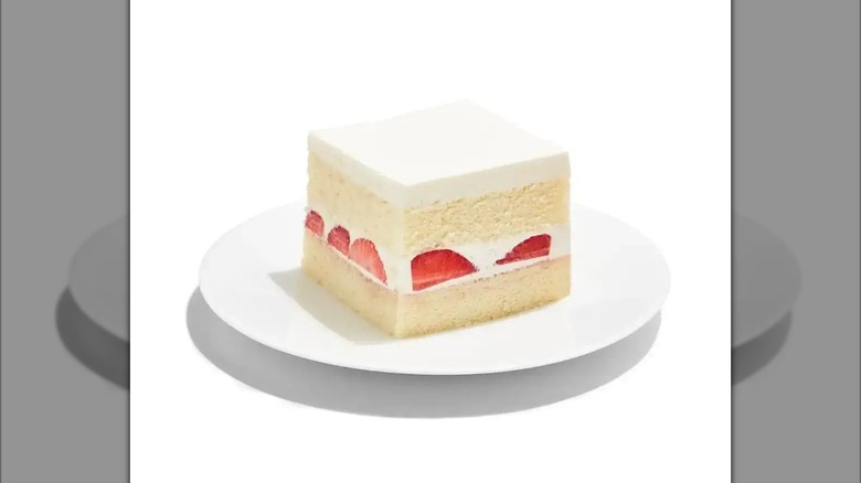 Whole Foods Strawberry Shortcake Slice on white plate
