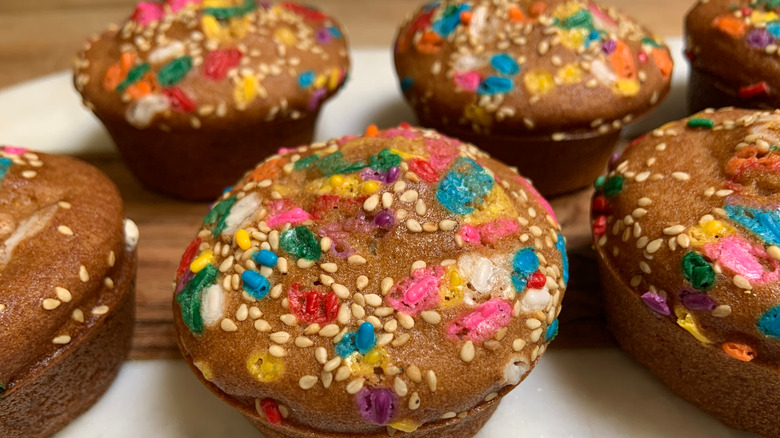 Mochi muffins with sprinkles