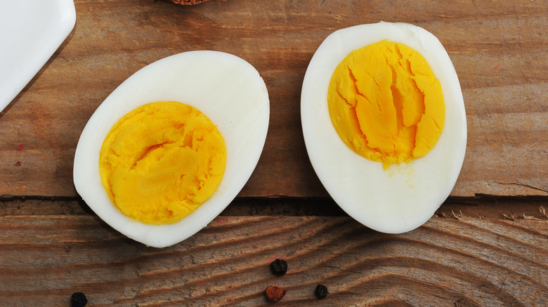 hard-boiled egg cut in half