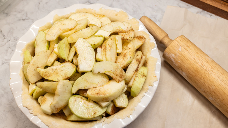 Apple pie with rolling pin