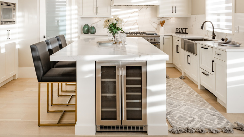 wine fridge in kitchen