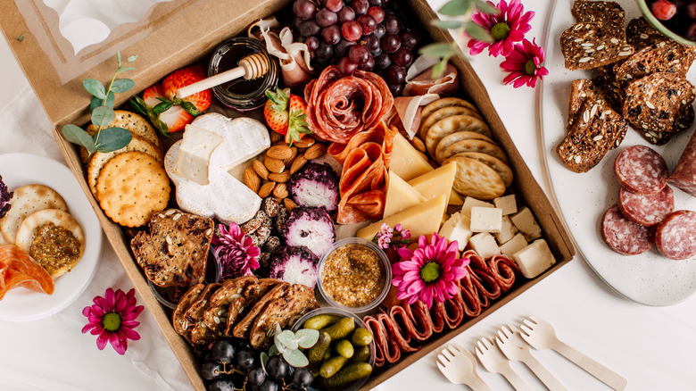 Box of charcuterie board goods