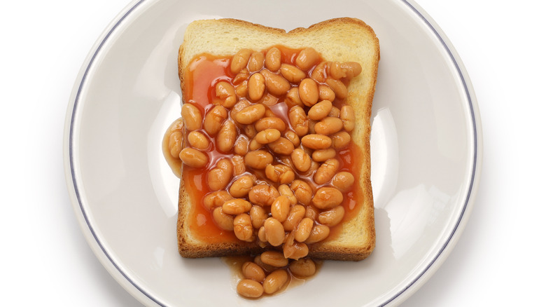 plated beans on white toast