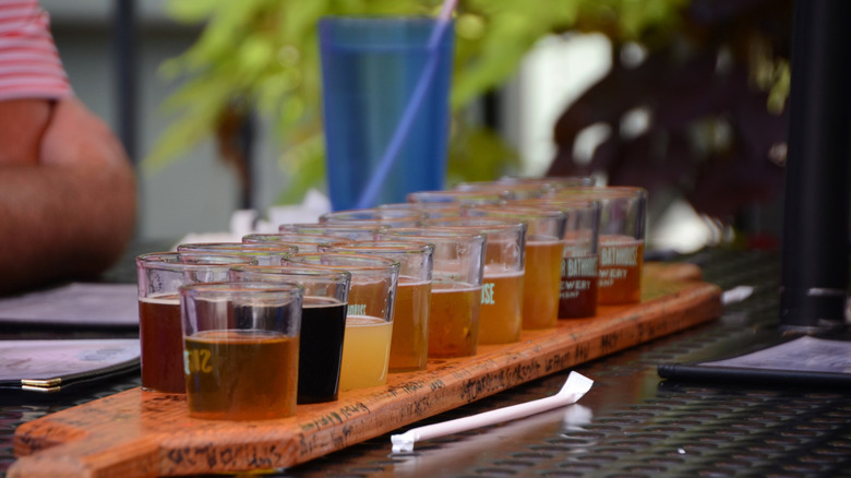 Rows of beer flights