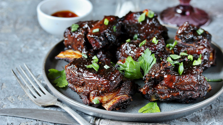 Beef short ribs with glaze.