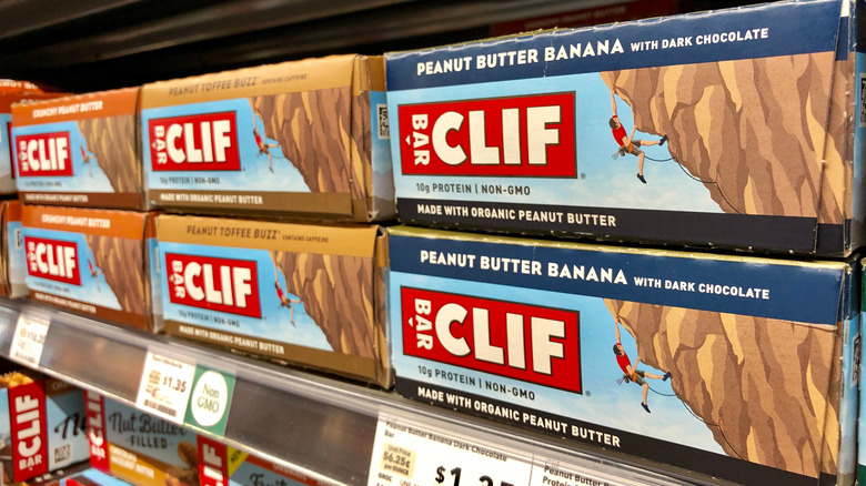 Grocery store display of Clif Bars