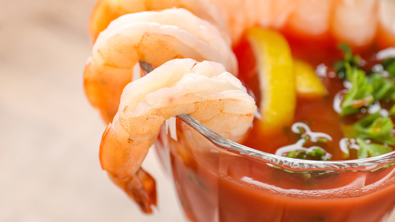 shrimp served with cocktail sauce