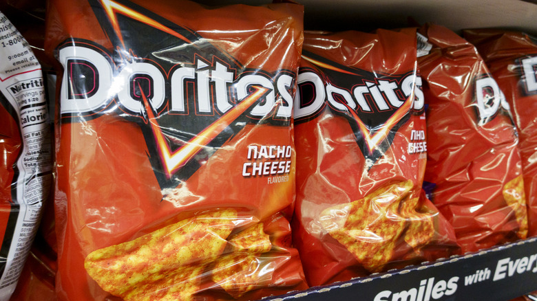 Large bags of Doritos on store shelves