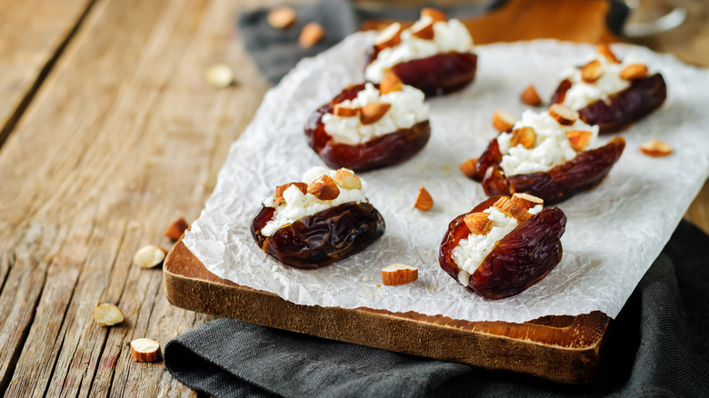 dates stuffed with goat cheese and almonds