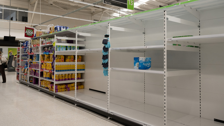 Empty grocery store shelves 2020