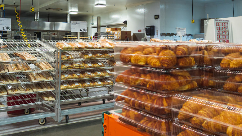 Packages of Costco croissants and breads at the bakery section