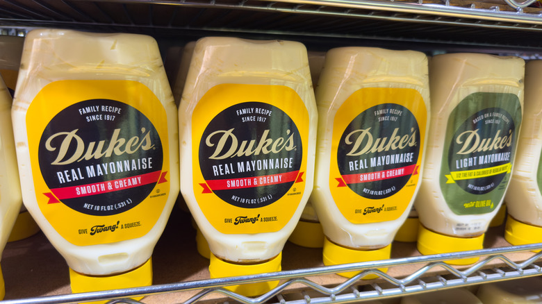 jars of Duke's mayonnaise on store shelf