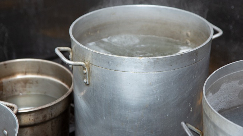 Large stockpot with water in it