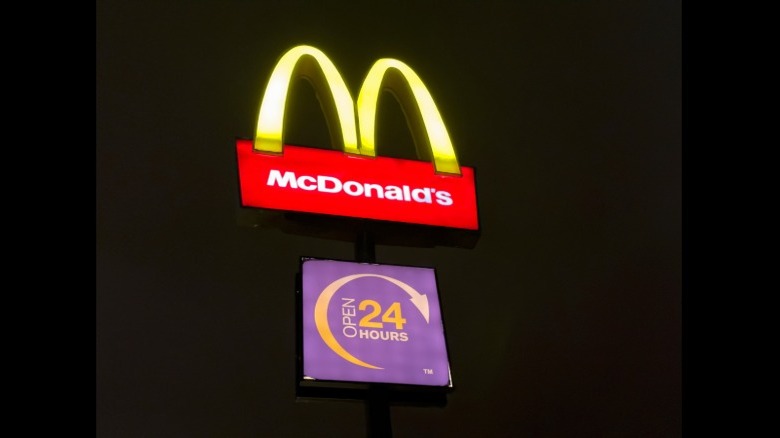 McDonald's 24 hour sign at night