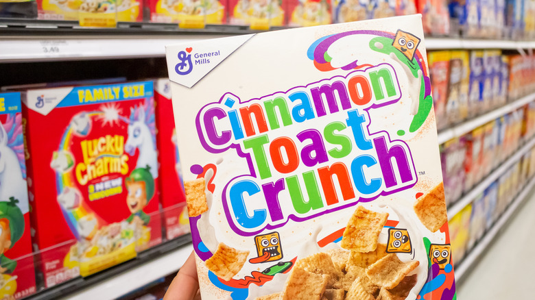 Box of Cinnamon Toast Crunch cereal box