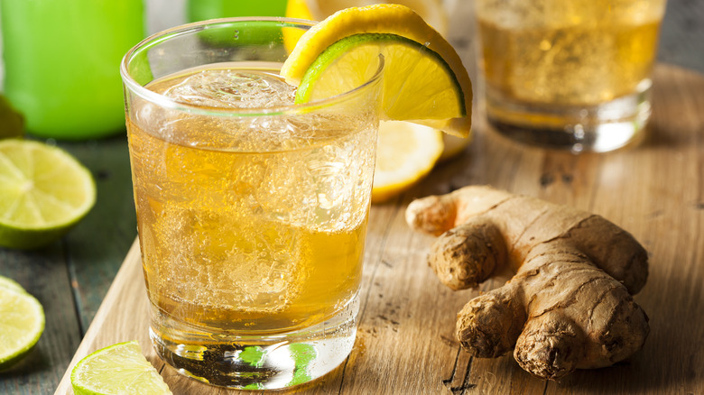 organic ginger soda in a glass