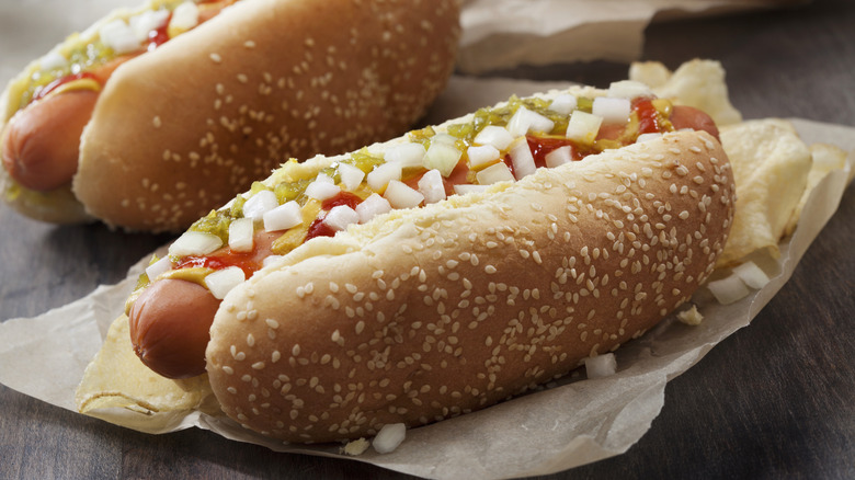 hot dog with classic toppings
