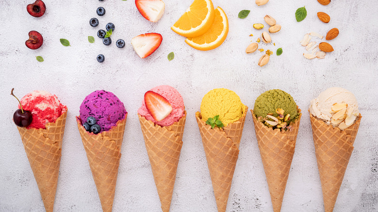 Colorful ice cream cones 