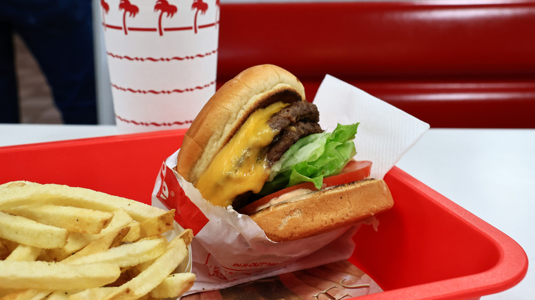In-N-Out burger meal with fries and drink