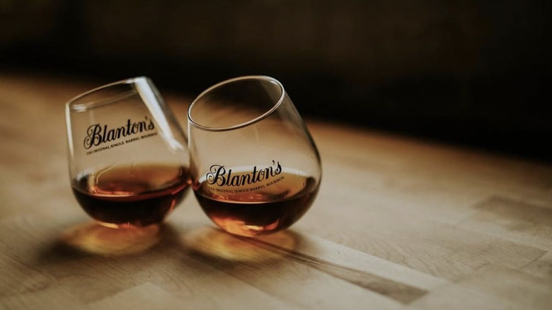 branded glasses of Blanton's bourbon