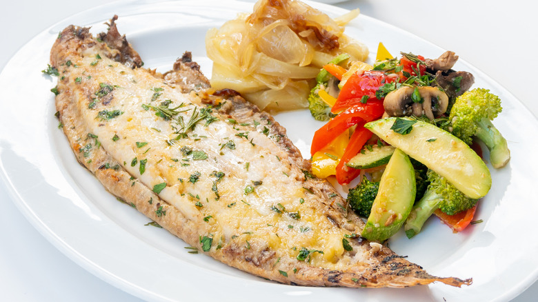 sole meunière with grilled vegetables