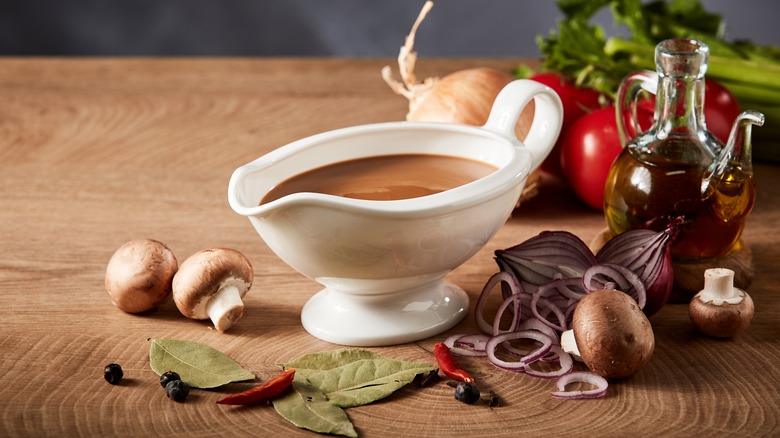gravy boat with ingredients