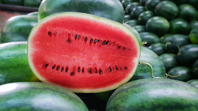 a watermelon cut in half