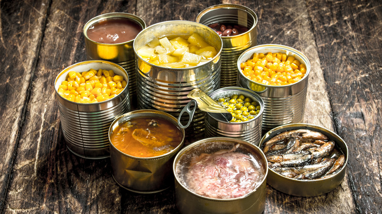 various canned foods 