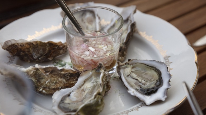 shallot mignonette and raw oysters