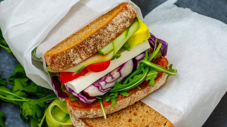 sandwiches wrapped in parchment paper