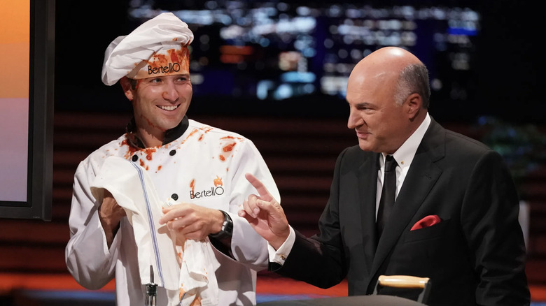Kevin O'Leary with pizza chef
