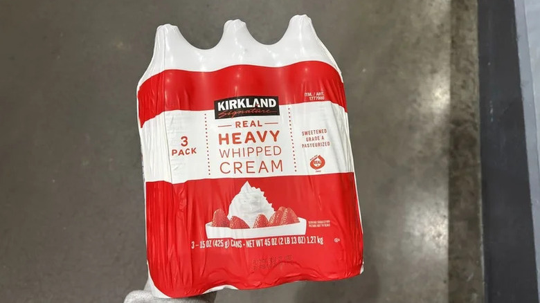 Kirkland heavy whipping cream in a three-pack