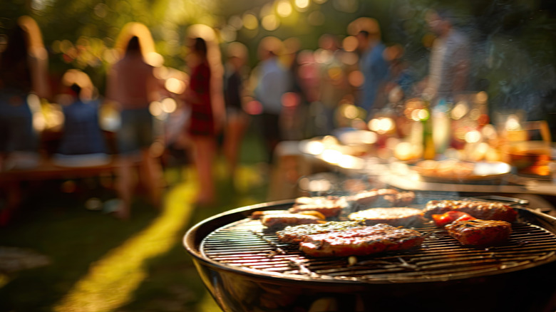 food being prepared on a grill
