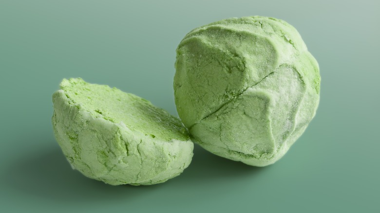 close up of green marshmallow 