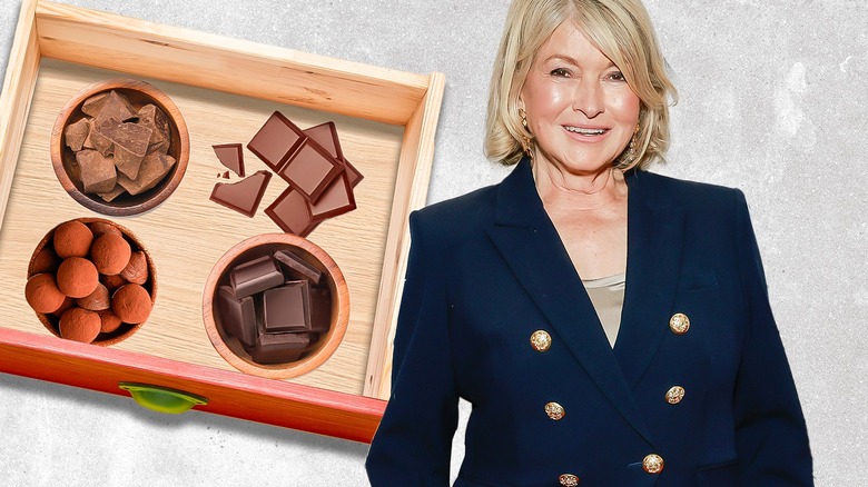 Martha Stewart and drawer of chocolate