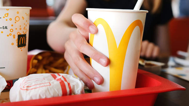 McDonald's food and drink on a tray