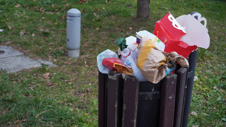 Russian trash can with McDonald's trash